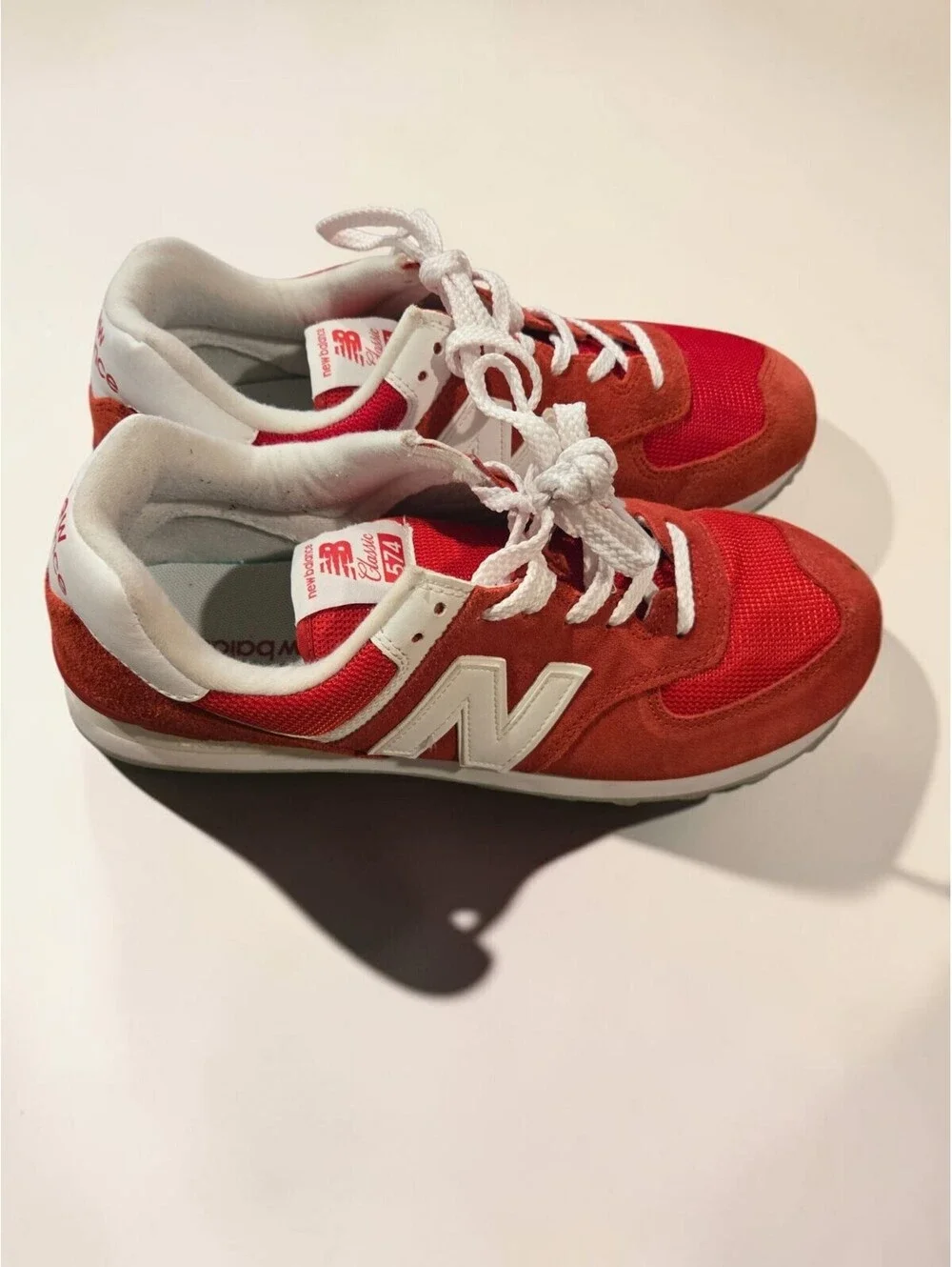 New Balance 574 Classic Red White ML574PI2 Men's 10.5 Suede Sneakers
